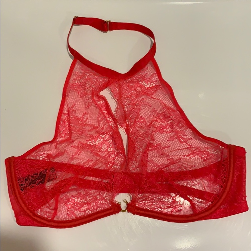 Rare Victoria’s Secret Pink Red Lingerie Top 32D